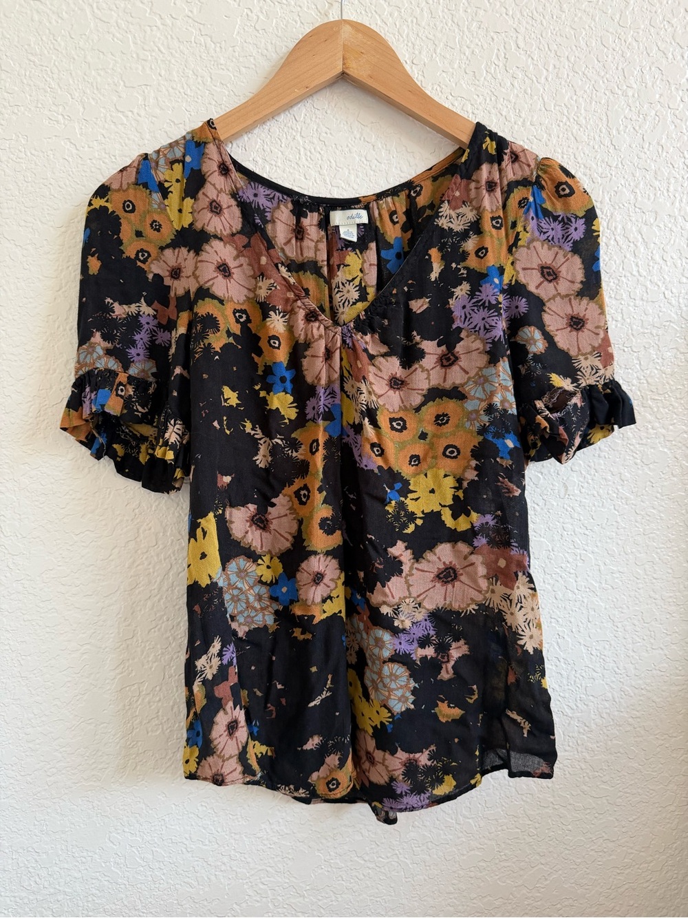 Anthropologie Odille Floral Short Sleeve Blouse Top 4
